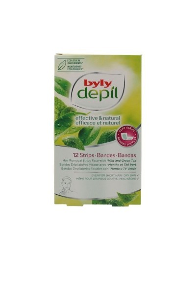 Byly Depil Hair Removal Strips Facial With Mint And Green Tea 12 Units