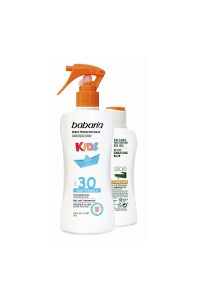 Babaria Sun Kids Sunscreen Lotion Water Resistant Spf30 Spray 200ml Set 2 Pieces