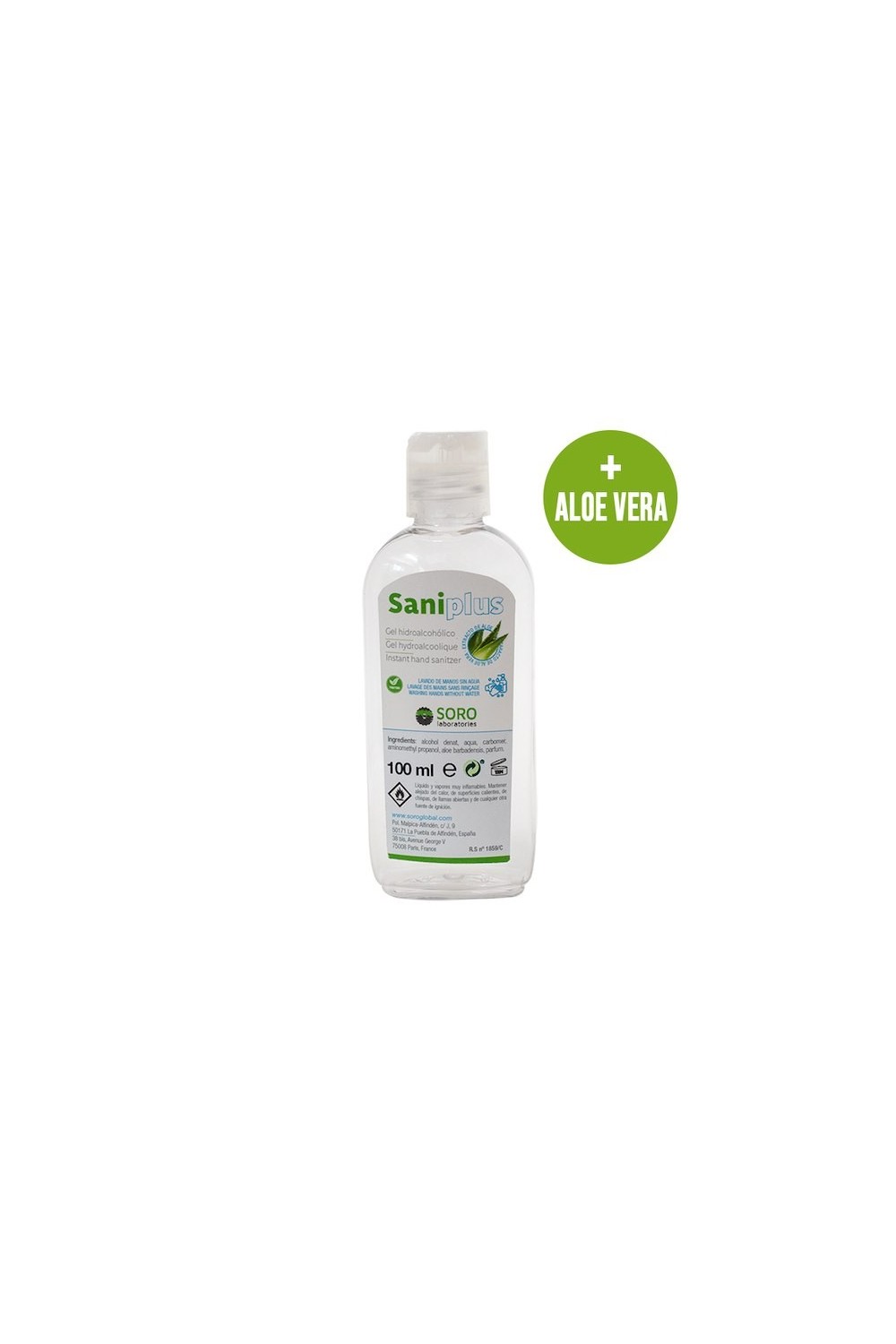 SANIPLUS - Hydroalcoholic Hand Gel Sanitizer With Aloe Vera 100ml