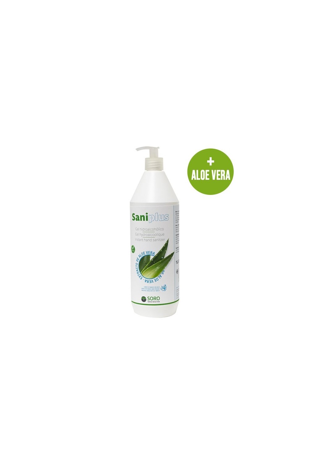 SANIPLUS - Hydroalcoholic Hand Gel Sanitizer With Aloe Vera 1 Litre