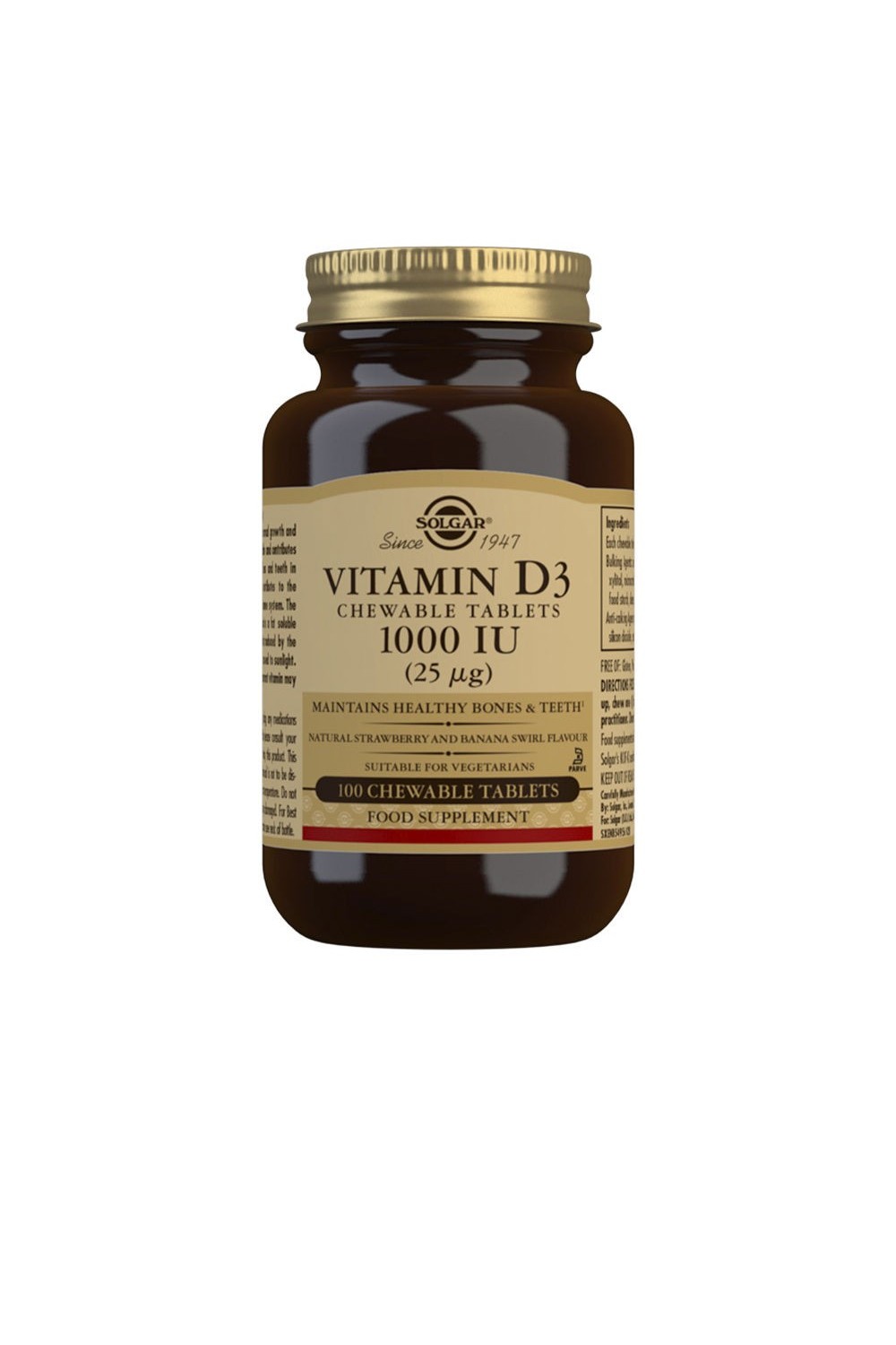 Solgar Vitamin D3 1000 IU 25cmg Cholecalciferol 100 Tablets