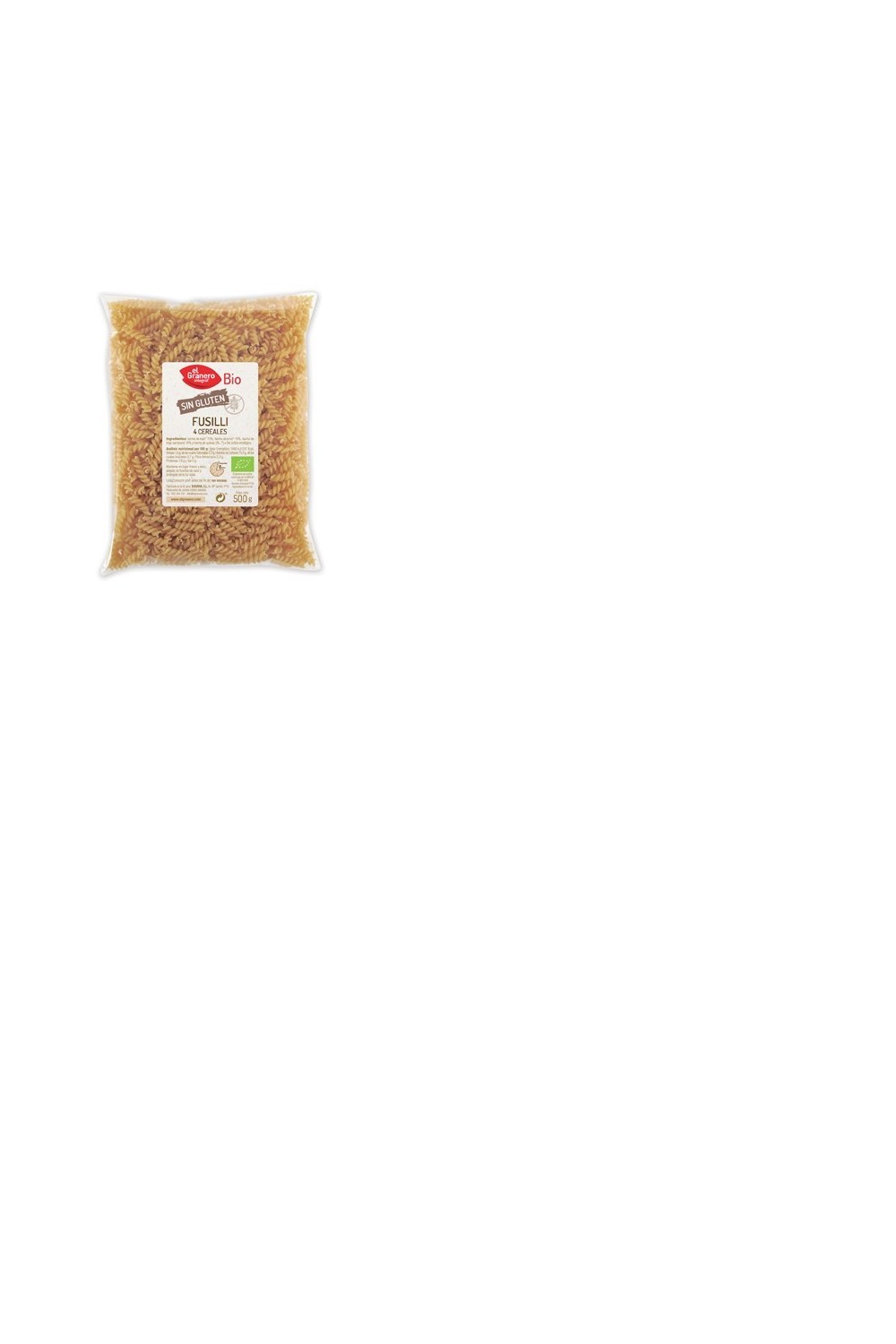 Granero Fusilli De 4 Cereales Sin Gluten Bio 500g
