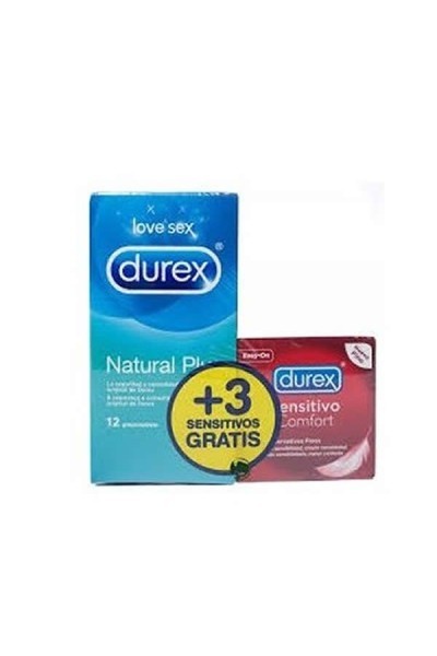 Durex Love Sex Natural Plus 12 Condoms + 3 Sensitive