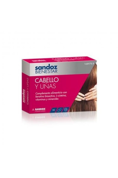 Sandoz Bienestar Cabello y Uñas Complemento Alimenticio 90 Cápsulas