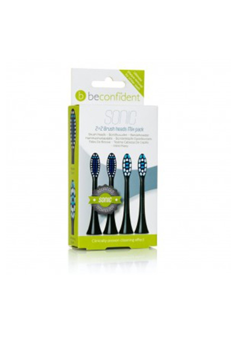 Beconfident Sonic Whitening & Regular Brush Heads Black 2+2 Units