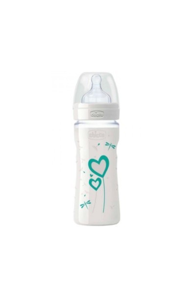 Chicco Nature Glass Bottle With Silicone Teat 0m 240ml