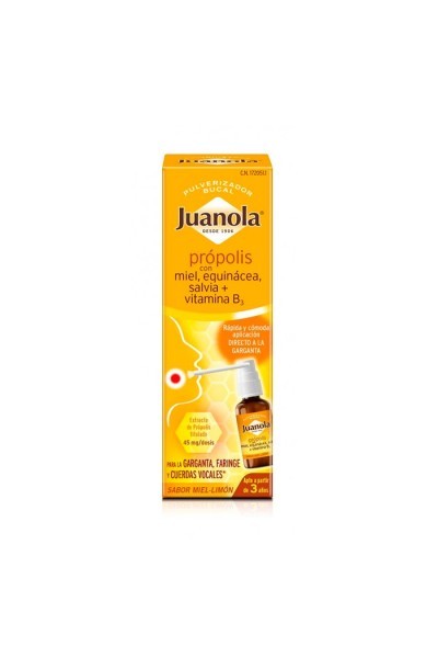 ANGELINI - Juanola Propolis with Honey, Echinacea, Sage+ Vitamin B3 Oral Spray 30ml