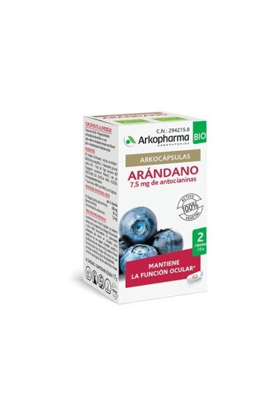 Arkopharma Arkocapsulas Bilberry Bio 40 Capsules