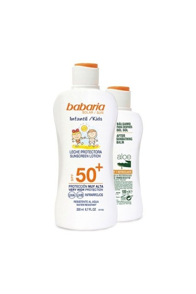 Babaria Sun Kids Sunscreen Lotion Water Resistant Spf50 Spray 200ml Set 2 Pieces