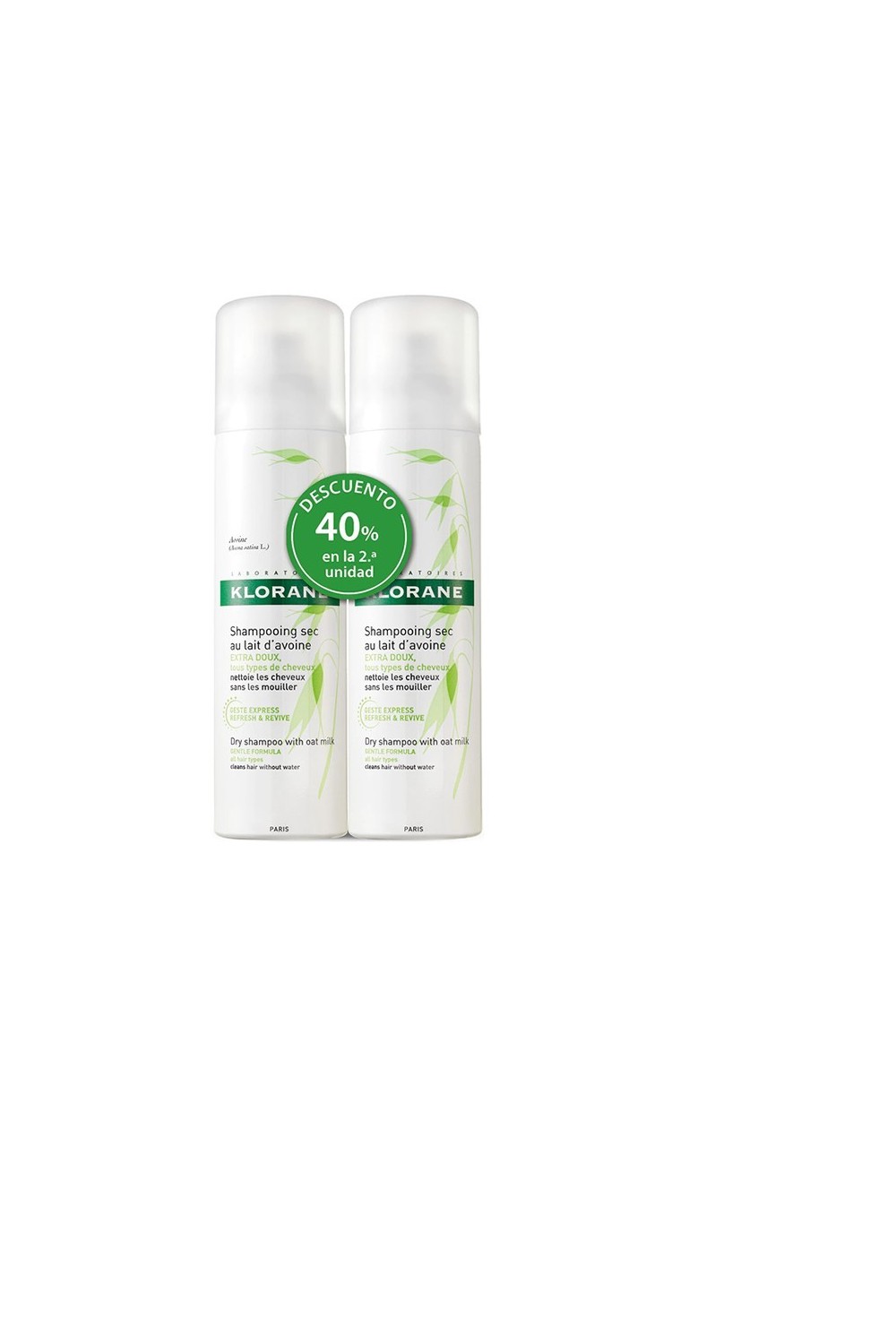 Klorane Ultra Gentle Dry Shampoo Oat Extract 2x150 ml