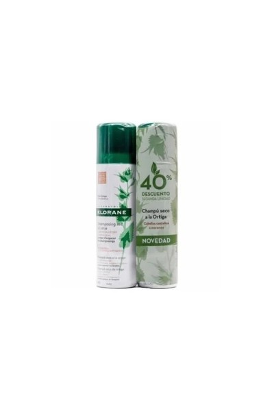 Klorane Oily Hair Dry Shampoo Brown Nettle 2x150ml