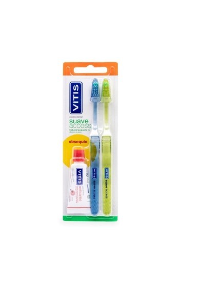 Vitis Suave Access 2 Brushes + Vitis Anticaries Toothpaste 15ml Set 3 Pieces