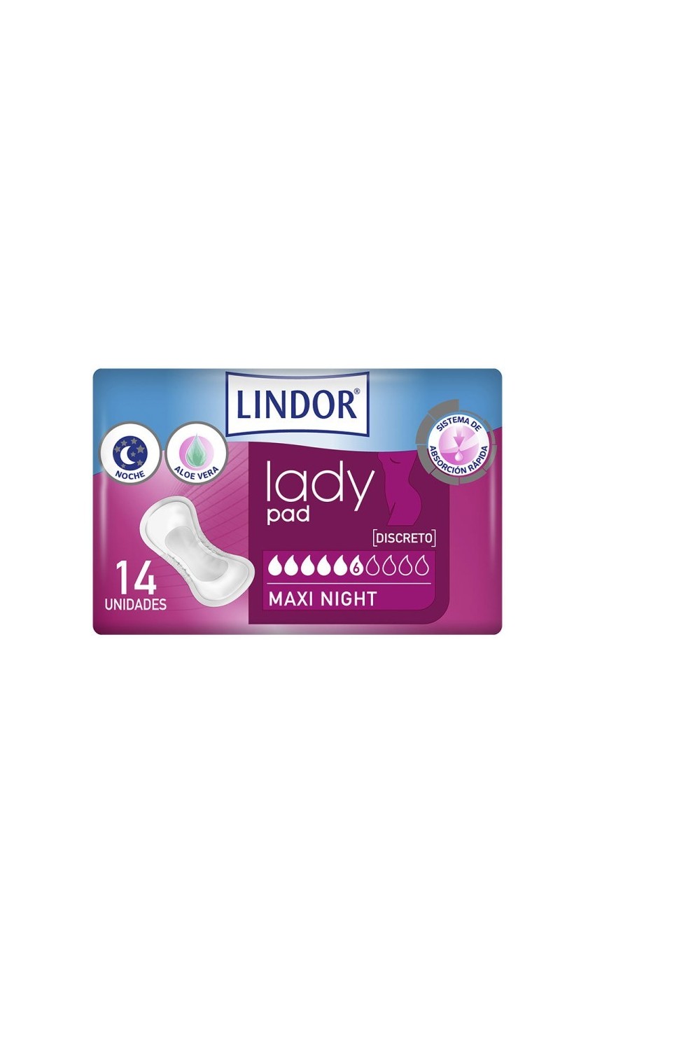 Lindor Lady Pad Maxi Night 6 Drops
