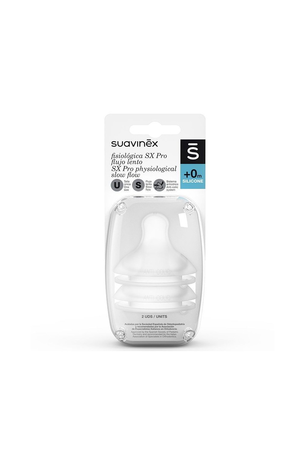 SUAVINEX - Physiological Teat S Flow Silicone 2 Units