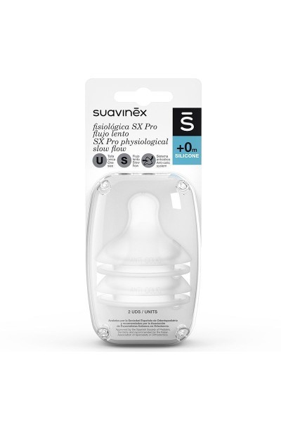 SUAVINEX - Physiological Teat S Flow Silicone 2 Units
