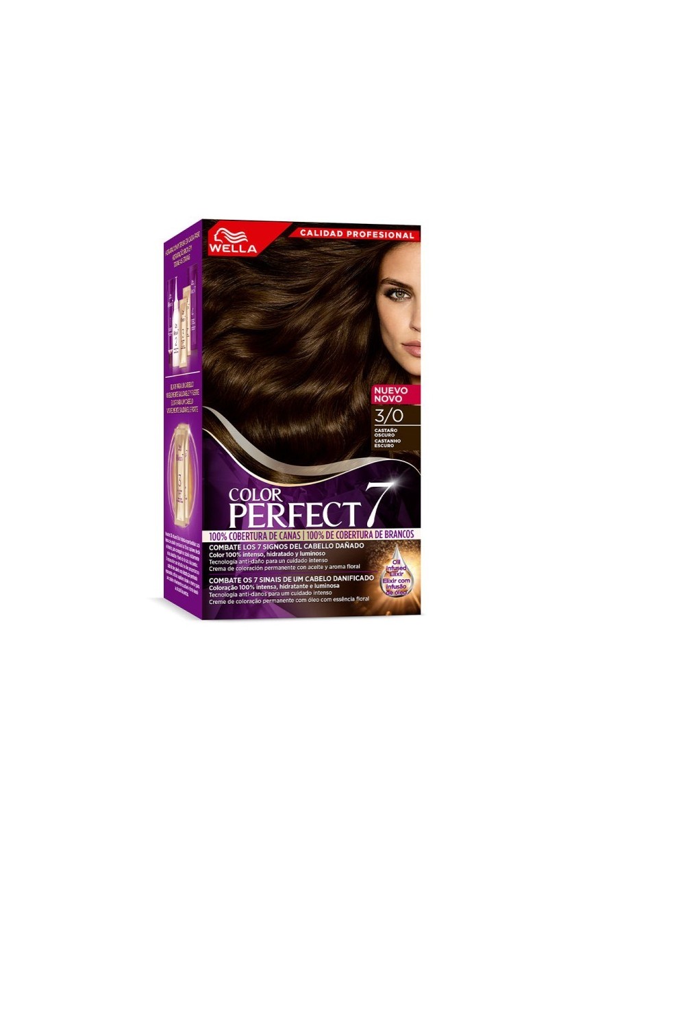 Wella Color Perfect 7 100 Cobertura De Canas 3-0-Marrón Oscuro