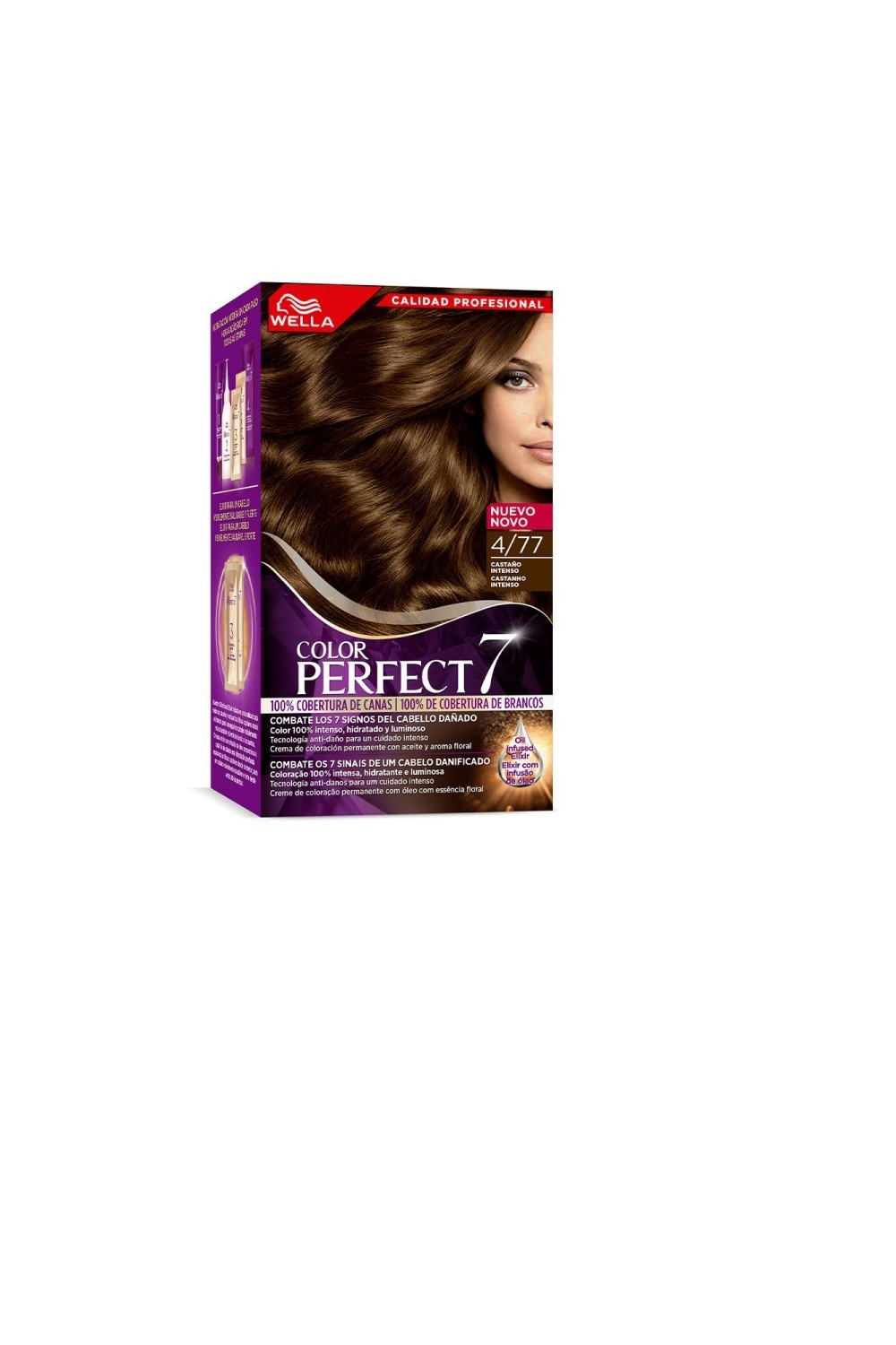 Wella Color Perfect 7 100 Cobertura De Canas 4-77-Castaño Aterciopelado