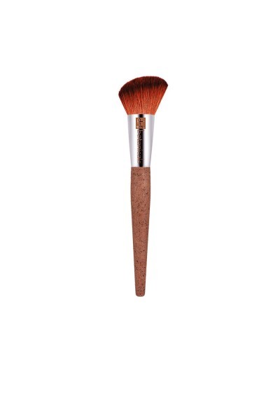 Velandia Angled Blusher Brush Bionic Synthetic Hair Recycled Aluminium Coffee y Corn Handle 1 U