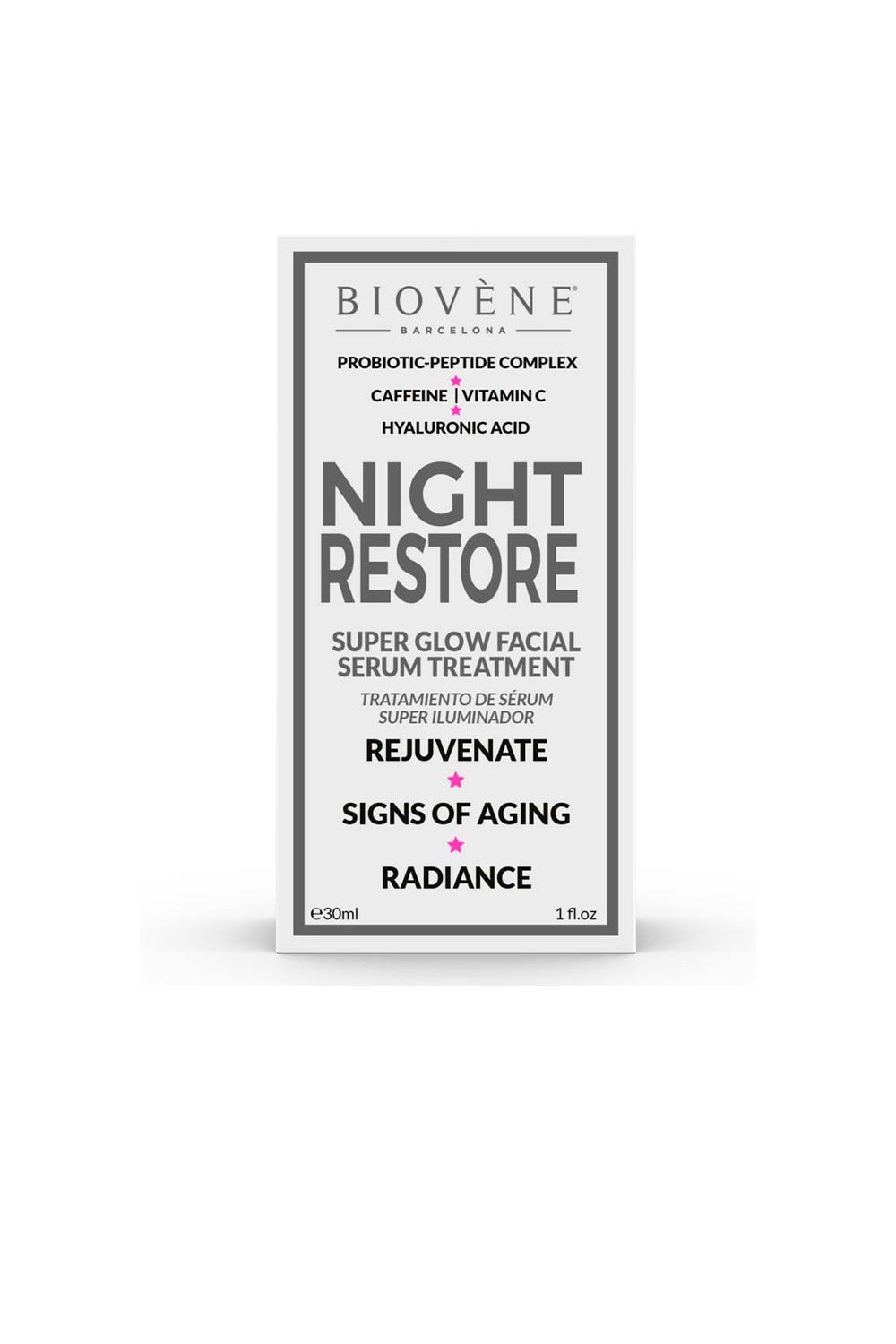 Biovene Night Restore Super Glow Facial Serum Treatment 30ml