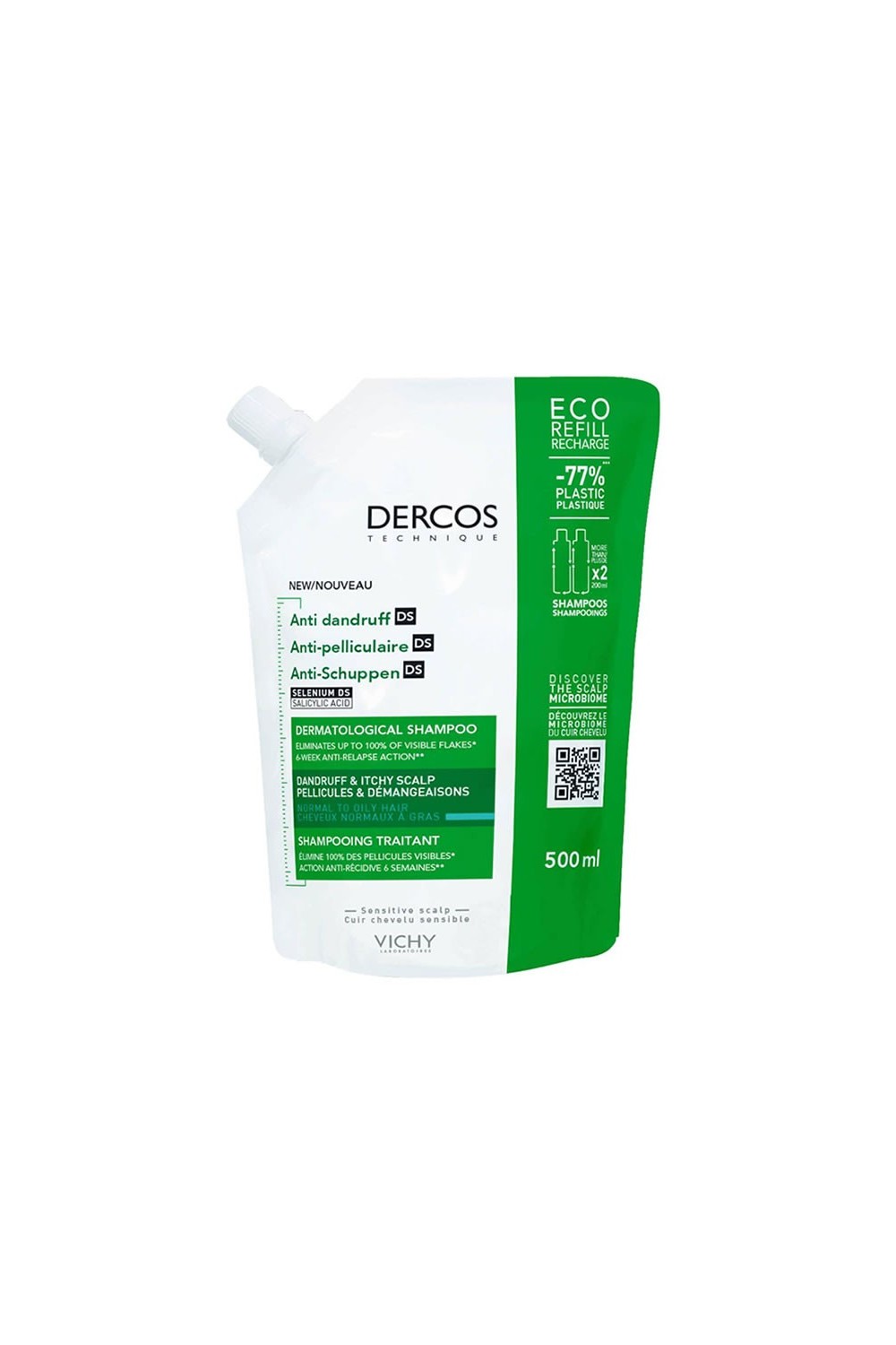 VICHY - Dercos Anti-dandruff Shampoo Normal To Oily Hair Ecorefill 500ml
