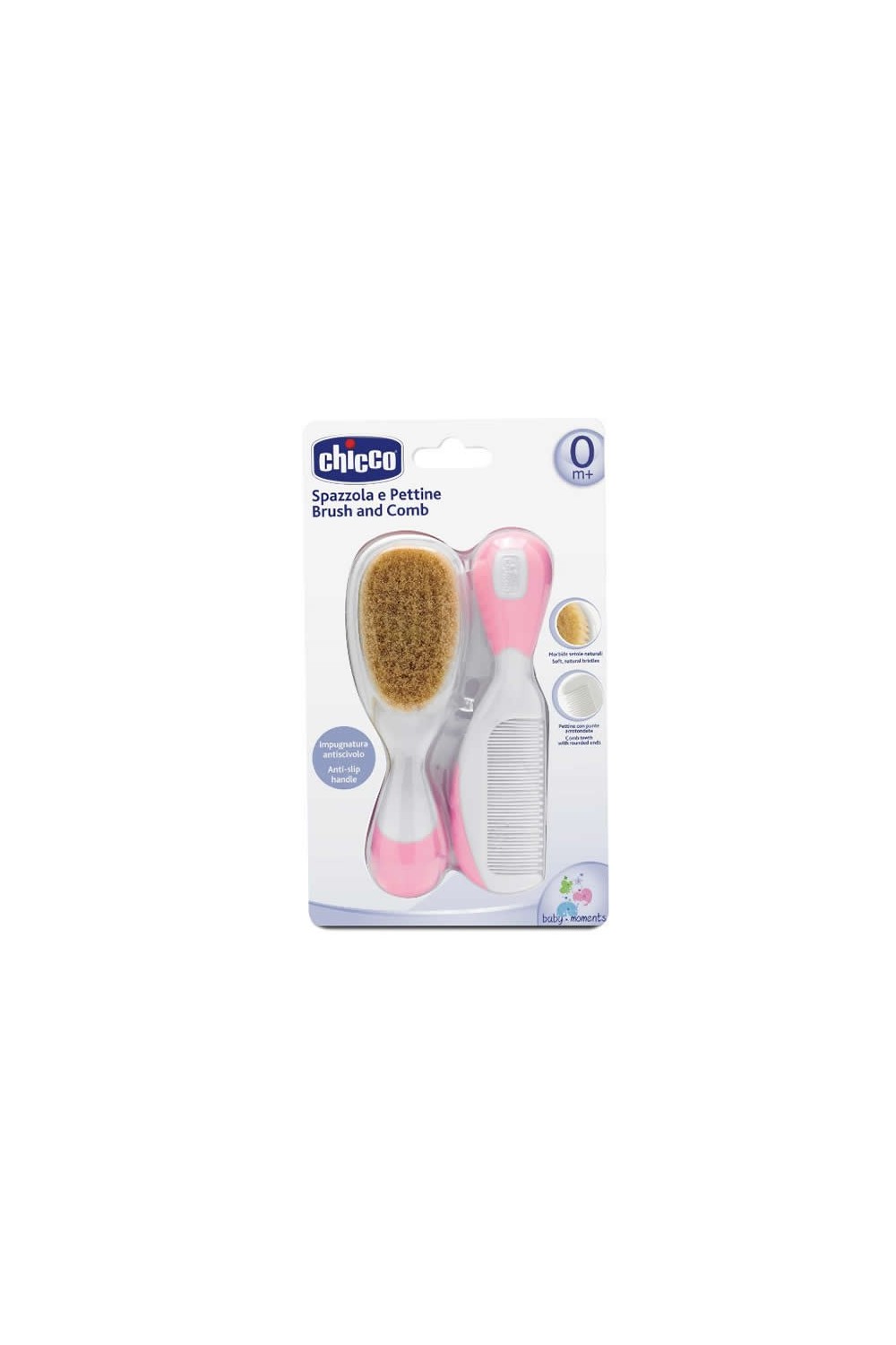 Chicco Brush and Comb Natural Hair Rose 0m+