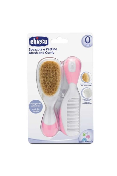 Chicco Brush and Comb Natural Hair Rose 0m+