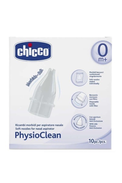 Chicco PhysioClean Soft Nozzles For Nasal Aspirator 0M+ 10 Units