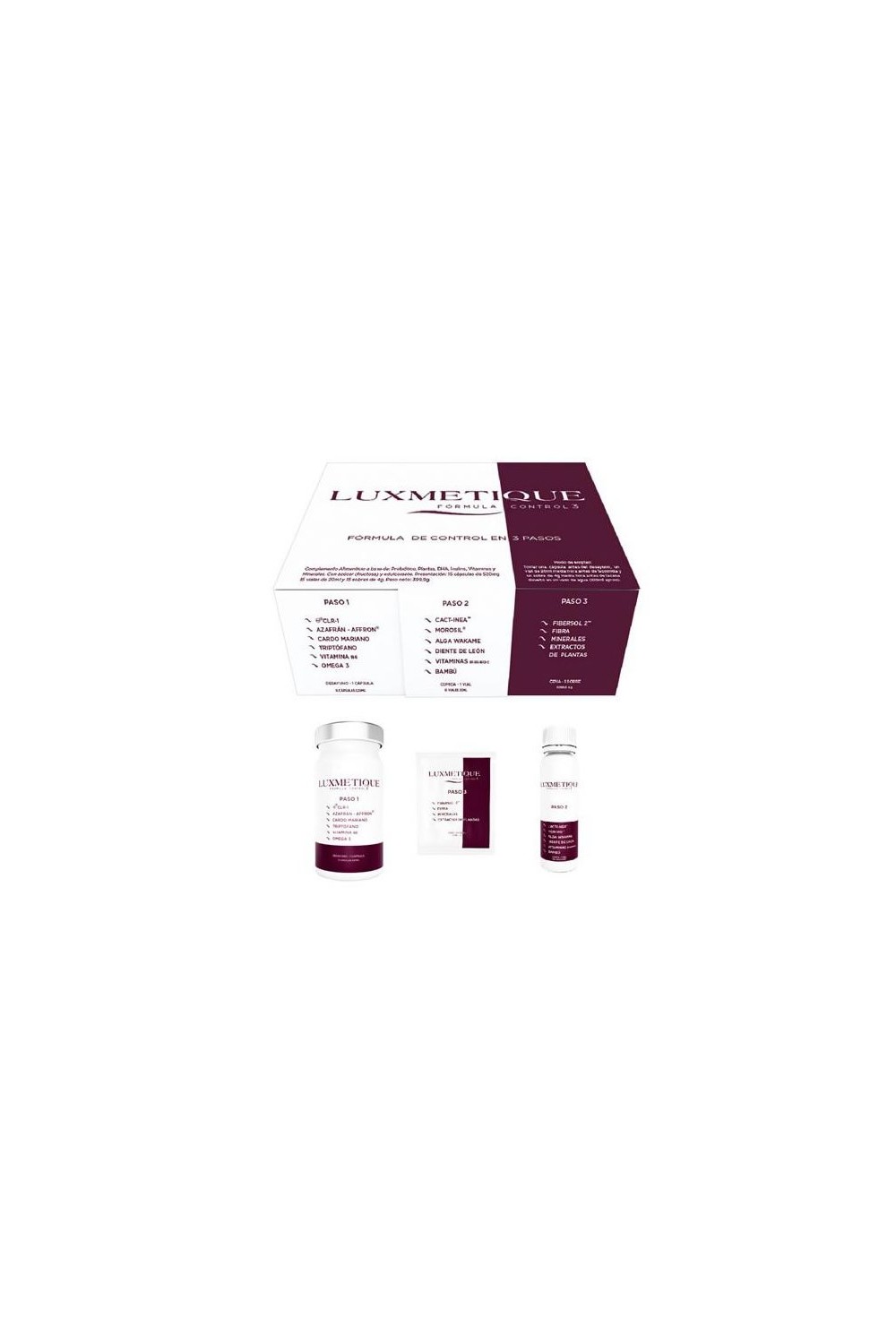 Luxmetique Control Formula 3 Treatment Box 15 Capsules, 15 Vials And 15 Sachets