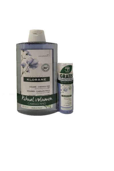 Klorane Lino Champú Volumen Fine Hair 400ml+ Gift Lino Dry Shampoo 50ml Set 2 Pieces