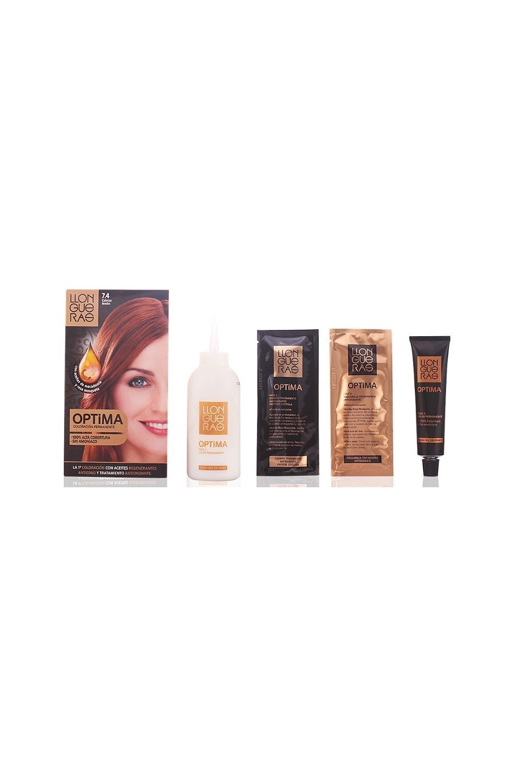 Llongueras Optima Permanent Hair Colour Ammonia Free 7.4 Medium Copper