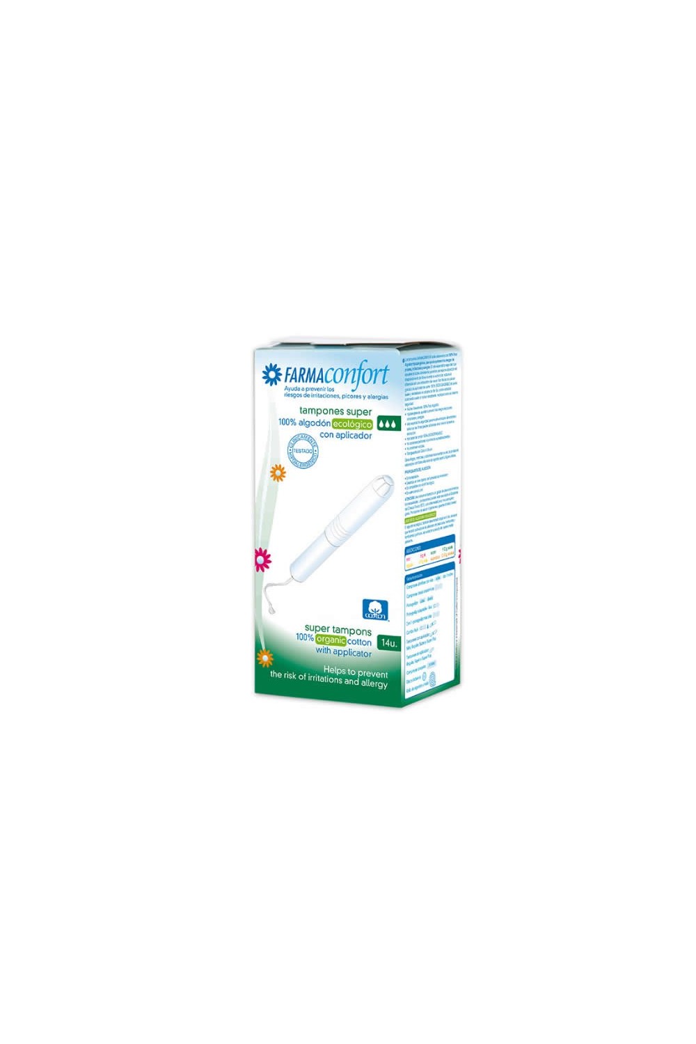 FarmaConfort Cotton Tampons With Applicator Size Super 14 Units