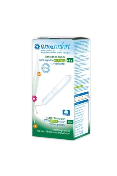 FarmaConfort Cotton Tampons With Applicator Size Super 14 Units
