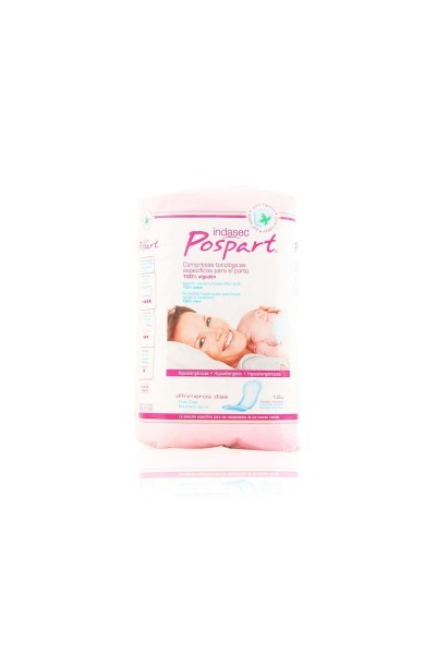 Indasec Pospart Tocological Compresses 100% Cotton 12 Units