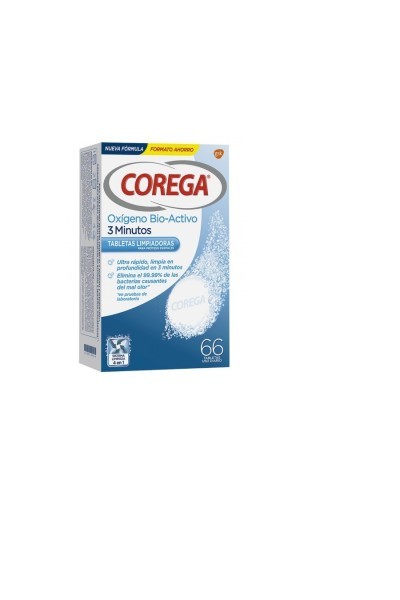 Corega Active Oxygen 3 Minutes 66 Tablets