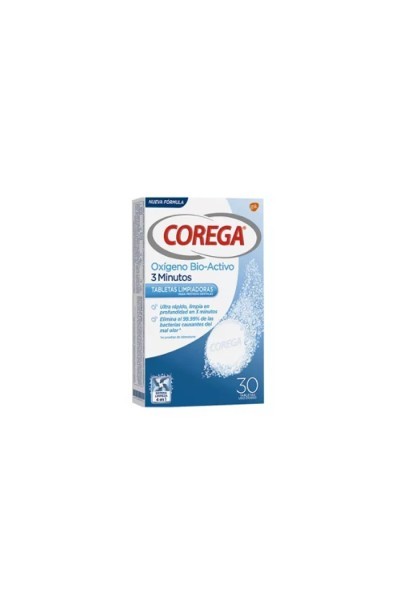 Corega Active Oxygen 3 Minutes 30 Tablets