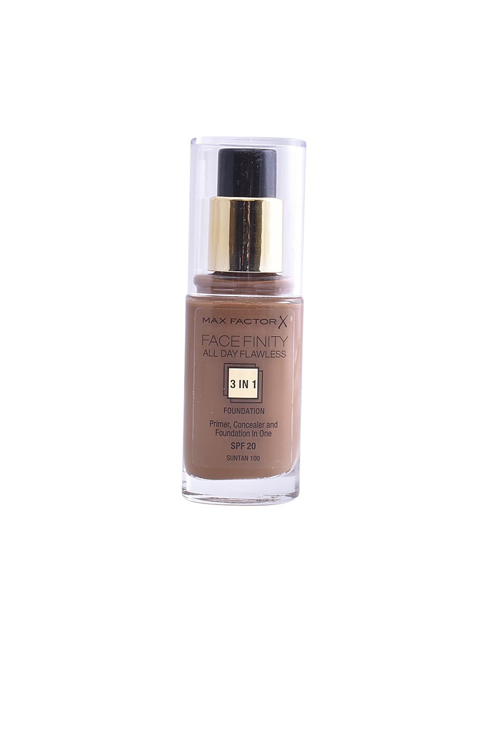 Max Factor Facefinity 3 In 1 Primer, Concealer And Foundation Spf20 100 Suntan 30ml