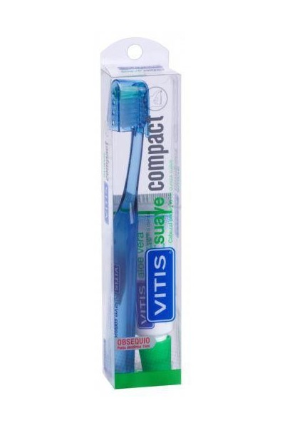 Vitis Compact Medium Toothbrush Aloe 15ml